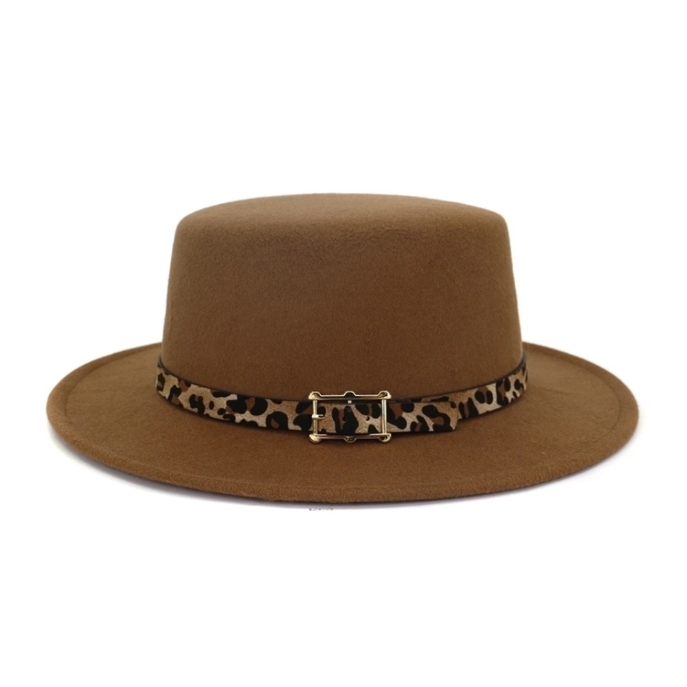 Tan Unisex Flat head Boater hat